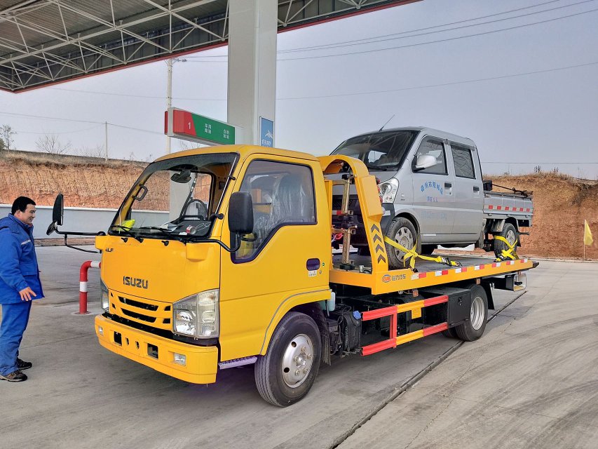 慶鈴五十鈴窄體駕駛室藍(lán)牌一拖二清障車(chē)